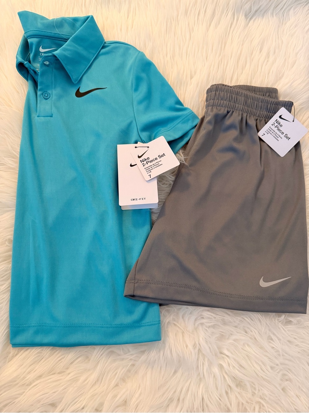 Nike Boys' Turquoise Polo & Gray Shorts Active Set